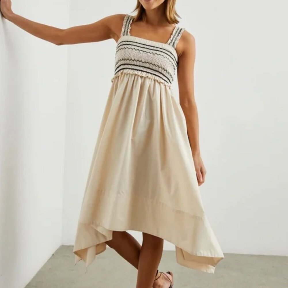 NWT Rails | 100% Cotton Kirsten Dress w/ Pockets in Flax Cream | Size Large